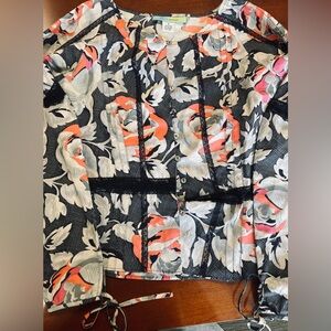 Beth Bowley Black and White Bustier Tie Front Blouse